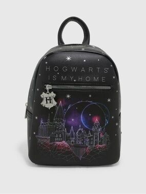 Harry Potter Hogwarts Is My Home Stars Faux Leather Mini Backpack Bag NWOT